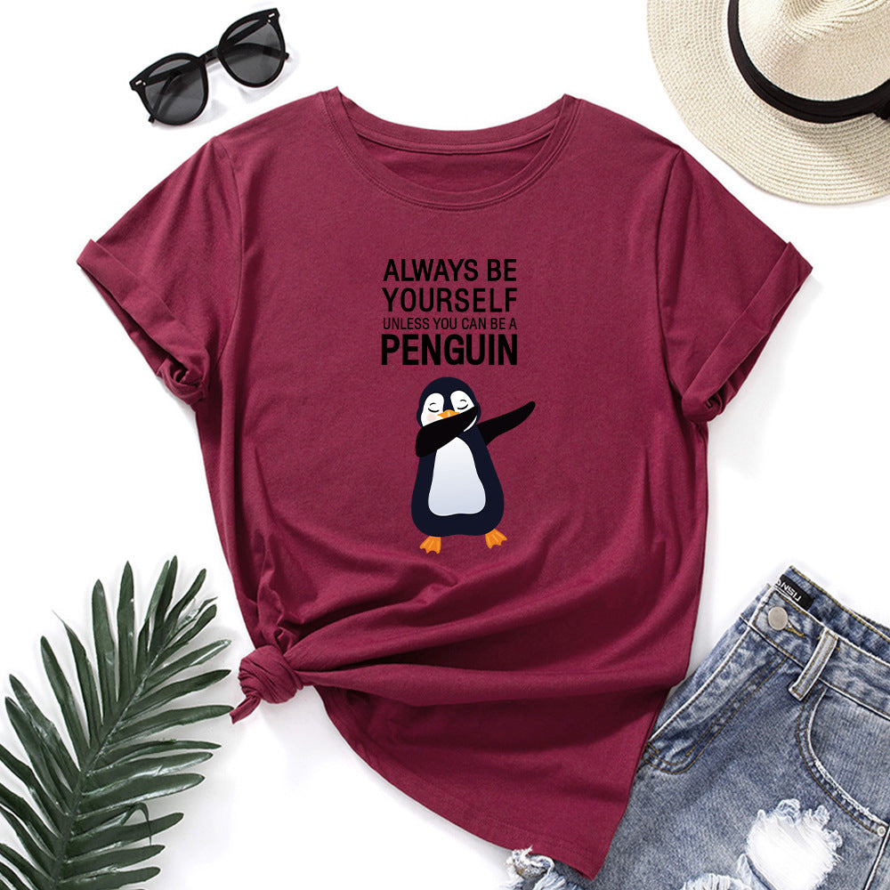 Cute Penguin Graphic Women's Crew Neck T-shirt