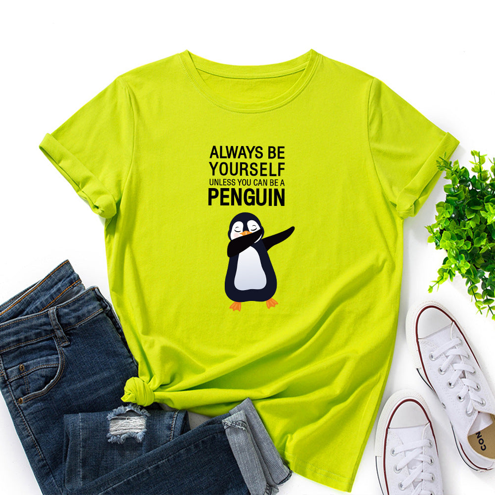 Cute Penguin Graphic Women's Crew Neck T-shirt