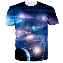 Summer 3D Universe Starry Sky Pattern Men's T-shirt