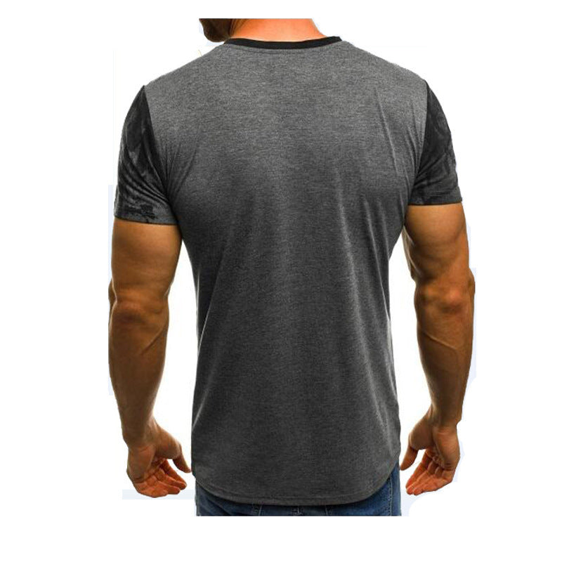 Men's Fashion Sports Fitness Camo Short Sleeved T-shirt