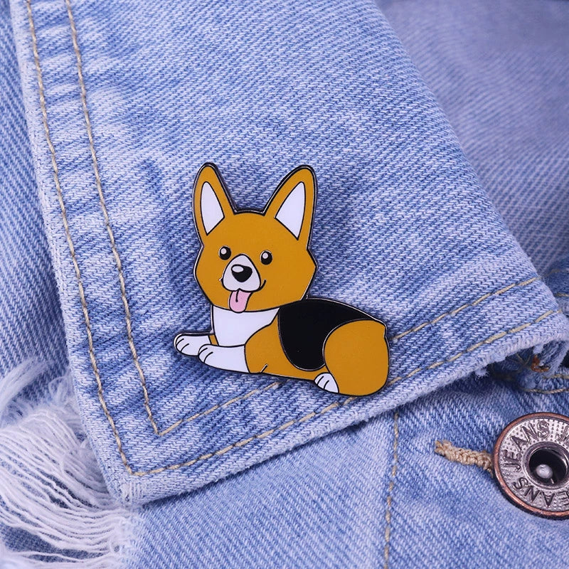 Cute Cartoon Animal Enamel Brooch Dog Lover Gift