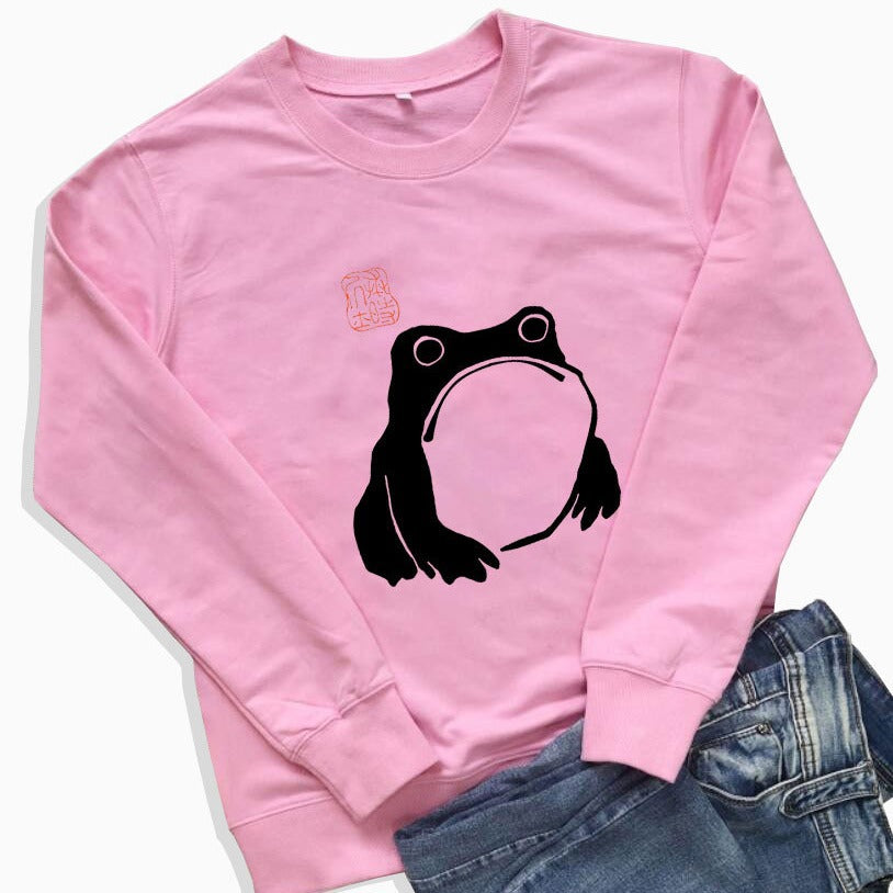 Frog Pattern Women's Crew Neck Sweatshirt