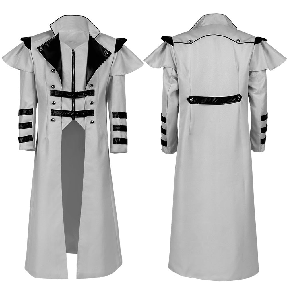 Stylish Medieval Palace Zipper Split Long Windbreaker Jacket Uniform