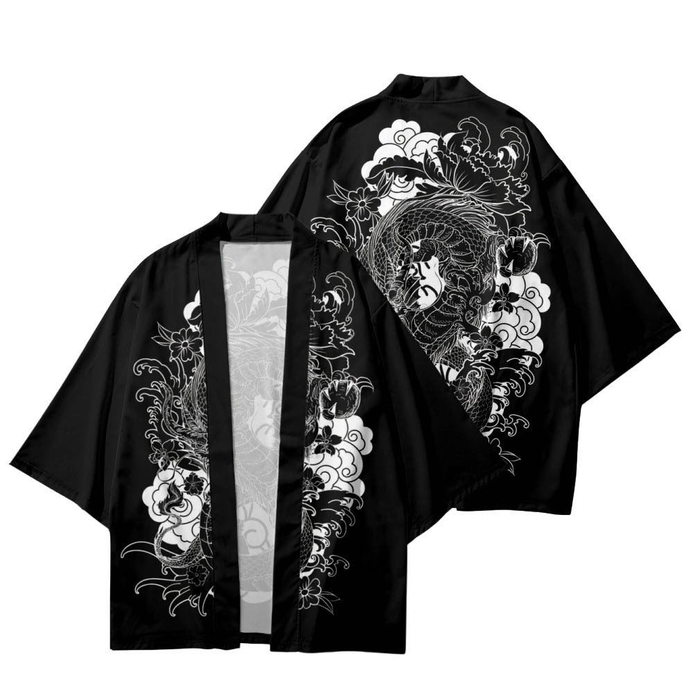 Unisex Retro Fox Graphic Ukiyo-e Style Kimono