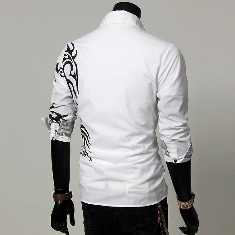 Casual Dragon Printed Men's Slim Shirt