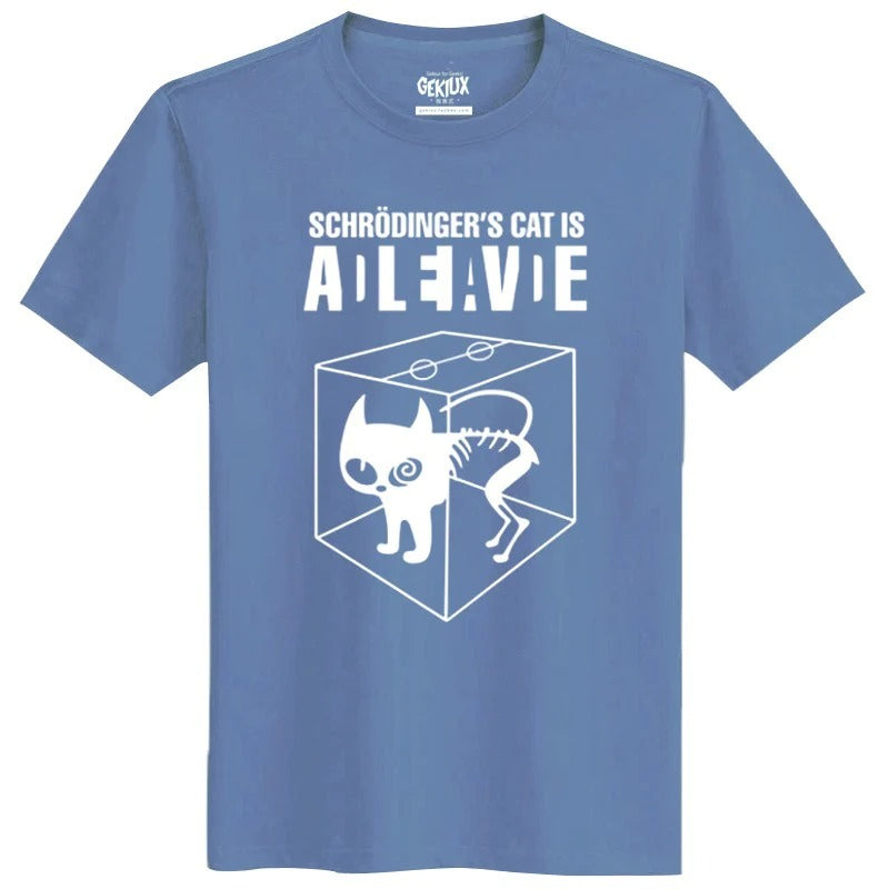 Schrodinger's Cat Geek Physical Quantum Mechanics Cotton T-shirt