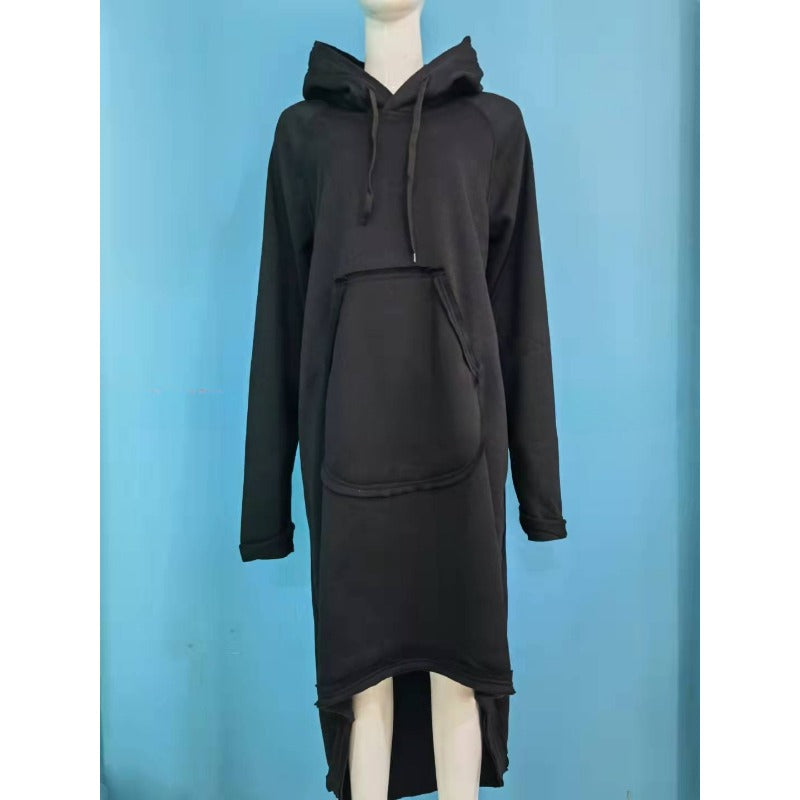 Women's Fleece Irregular Long Hoodie Coat