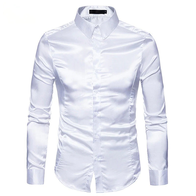 Casual Men's Quality Party Shiny Long Sleeve Shirt