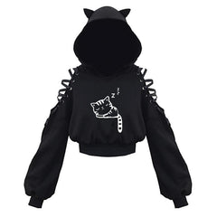 Japanese Style Cartoon Cute Cat Ears Cosplay Hoodie