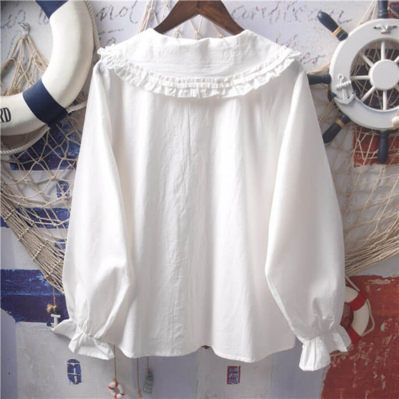 Korean Style Girls Long Sleeve Loose Shirt