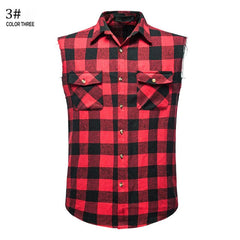 Men's Casual Flannel Plaid Sleeveless Shirt Tank