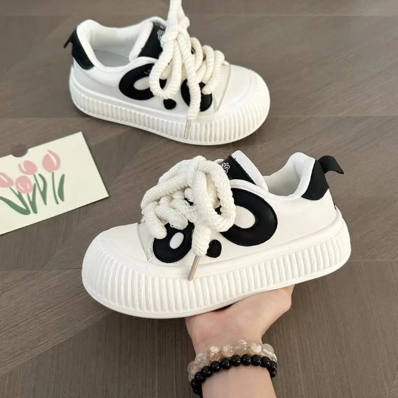 Niche Black and White Women's Versatile Panda Shoes