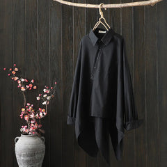 Korean Fashion Asymmetrical Stitching Loose Long Shirt