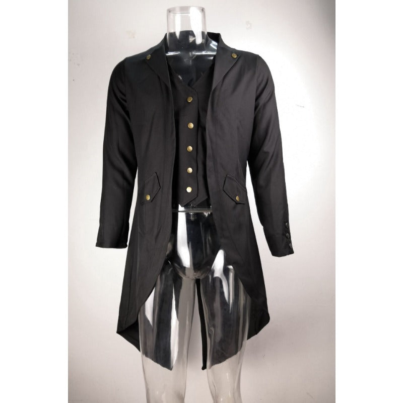 Retro Fashion Men's Solid Color Steampunk Tuxedo Coat