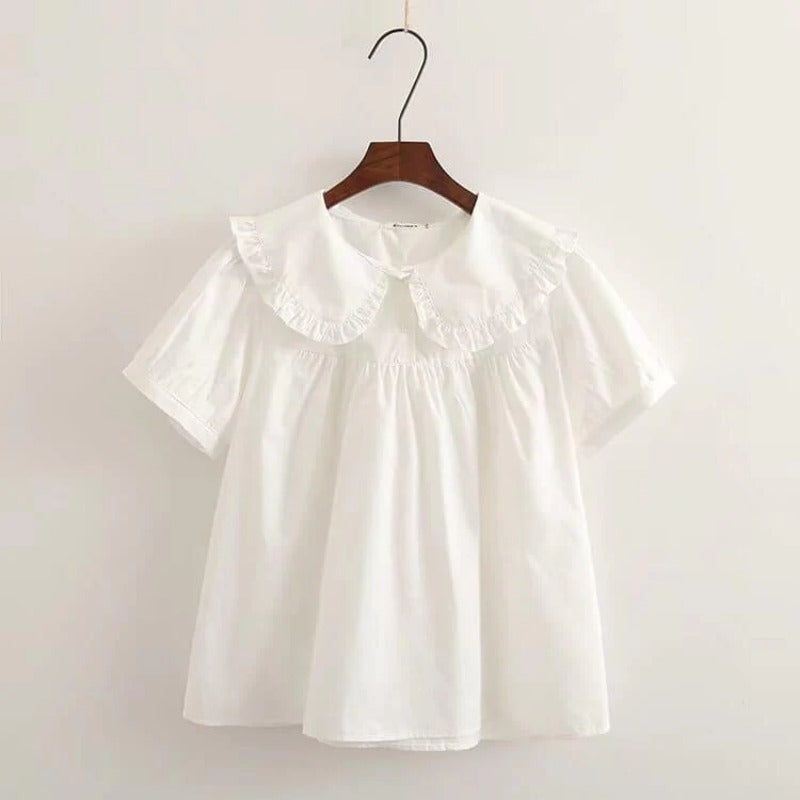 Y2K Style Fresh Collar Ruffled Shirt