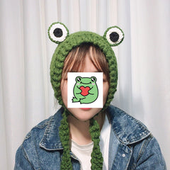 Cute Frog Knitted Hat Headwear