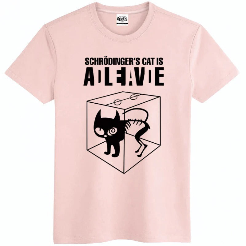 Schrodinger's Cat Geek Physical Quantum Mechanics Cotton T-shirt