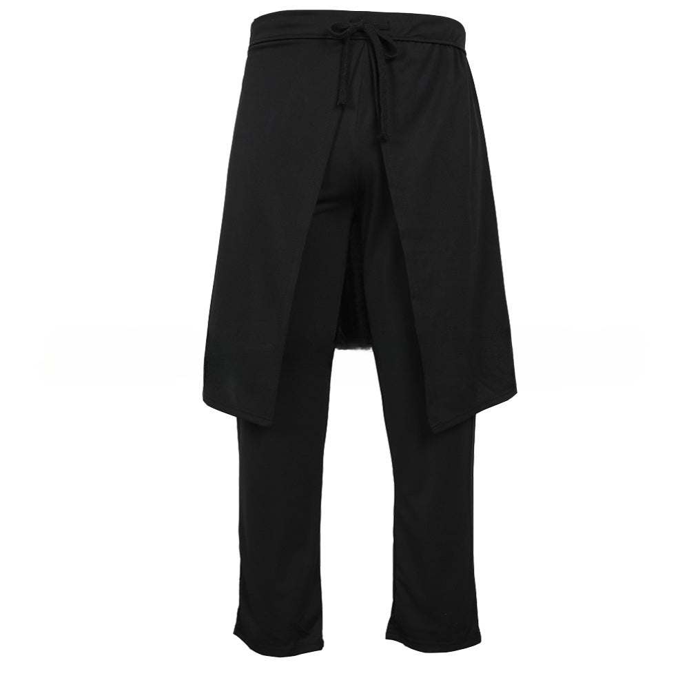 Chic Men's Stitching Loose Black Strappy Pants