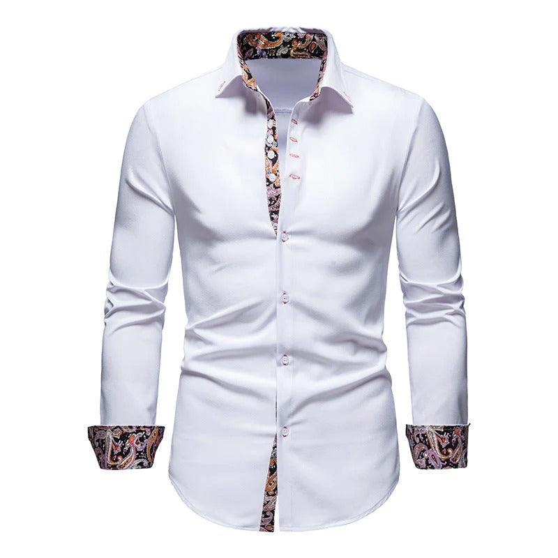 Men's Floral Casual Paisley Print Slim Fit Button Shirt