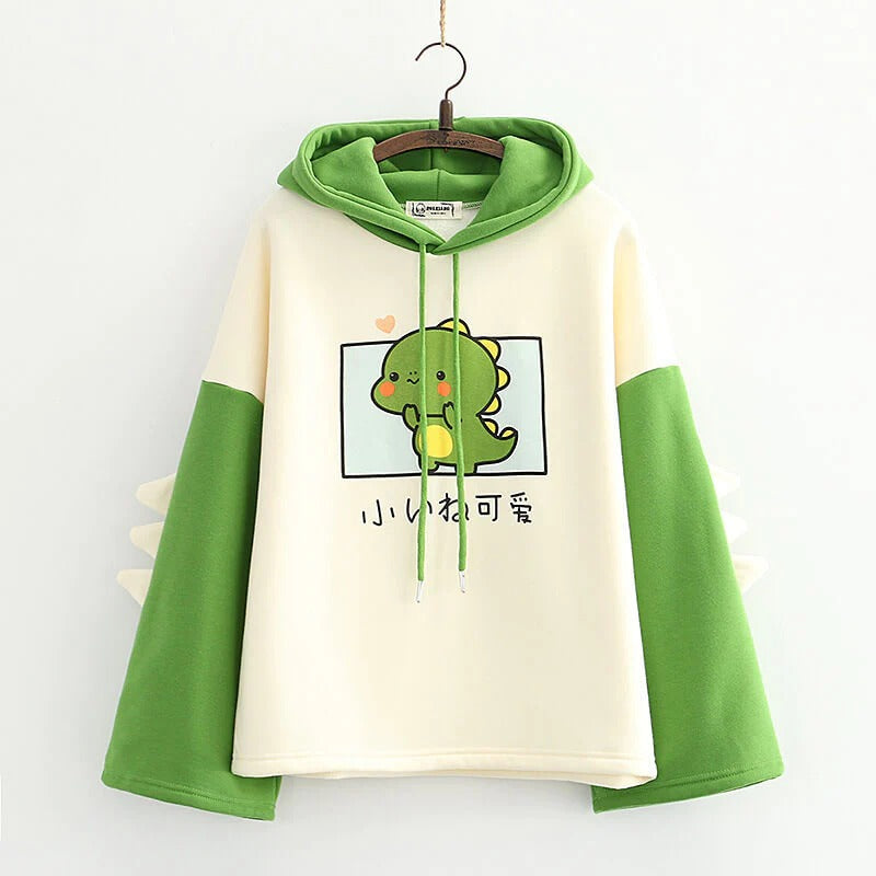 Cute Dinosaur Cosplay Loose Warm Hoodie