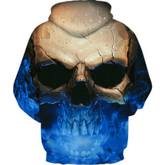 Unisex Cool Skull Print Digital Pullover Hoodie