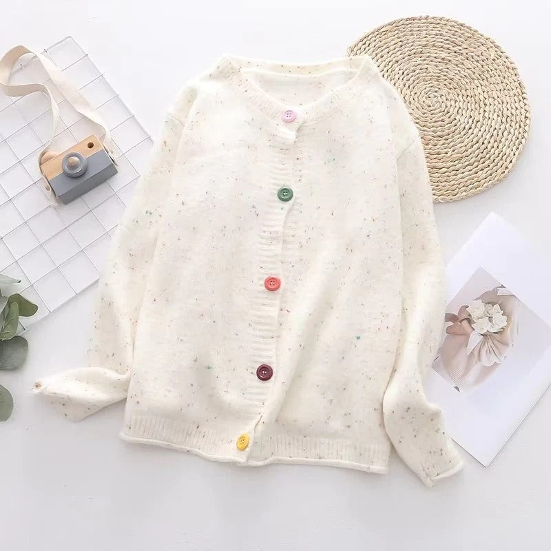 Aesthetic Polka Dots Candy Color Warm Cardigan