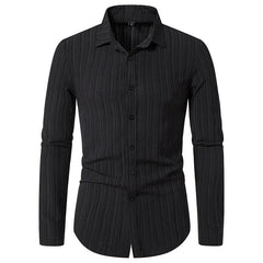 Men's Fashion Wave Pattern Long Sleeve Collar Shirt