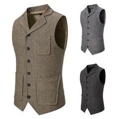 Vintage Men's Single Breasted Lapel Vest Suit