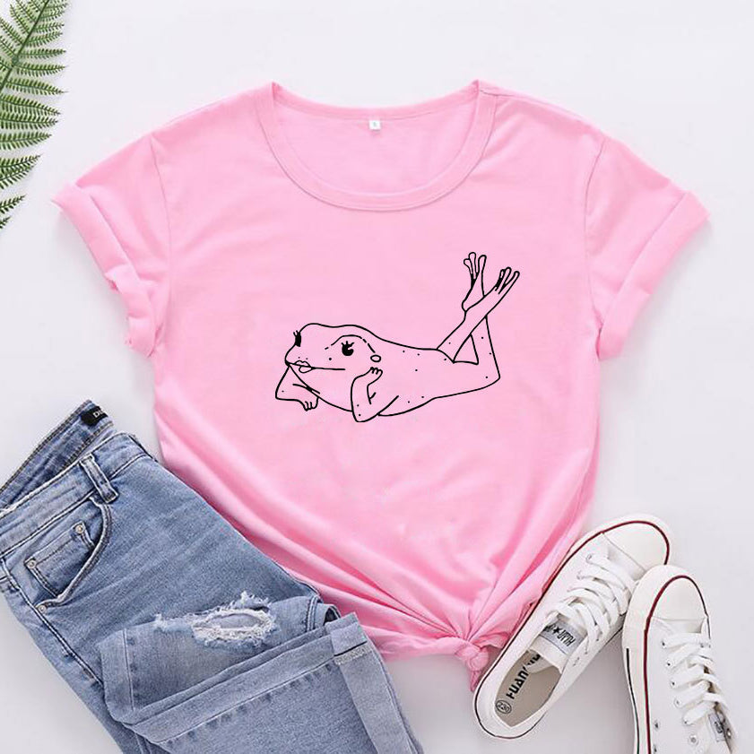 Cute and Funny Frog Pattern Women's Short Sleeved T-shirt