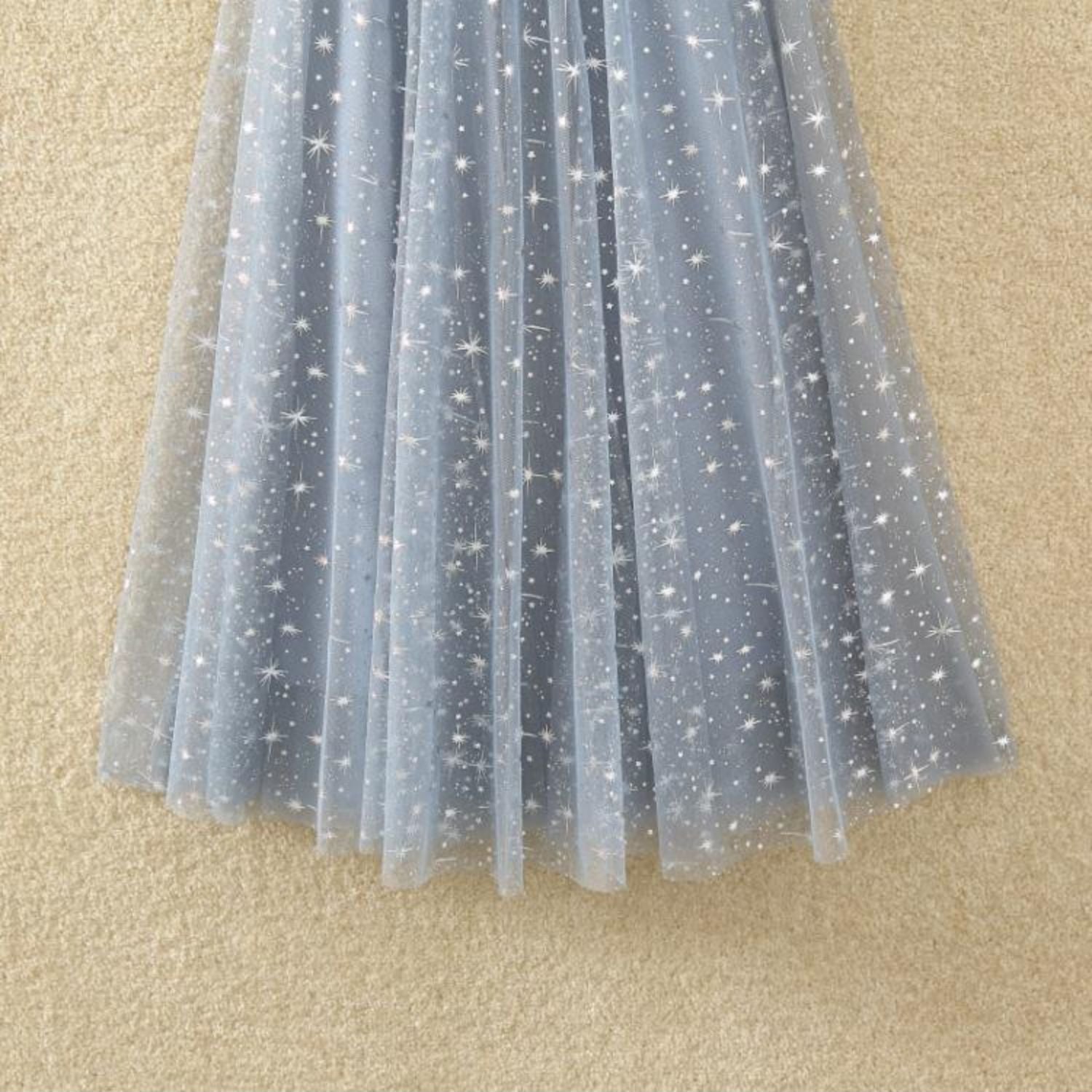 Women's Starry Sky High Waist Slim A-line Mid length Skirt