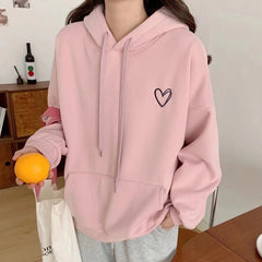 Sweet Women's Heart Embroidered Thickened Hoodie