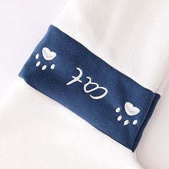 Kawaii Girls Pocket Cat Embroidery Velvet Hoodie