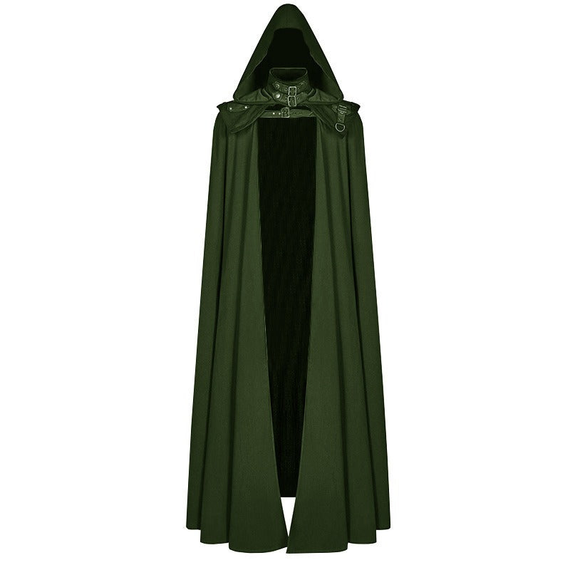 Medieval Gothic Devil Wizard Hooded Long Cloak Robe