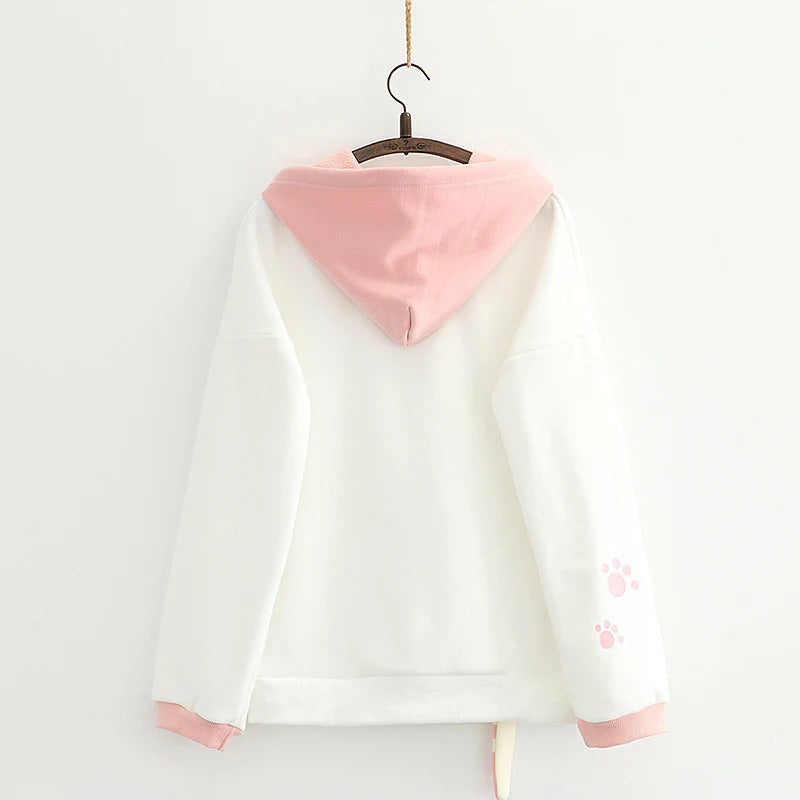 Kawaii Cat Tail Warm Long Sleeved Hoodie