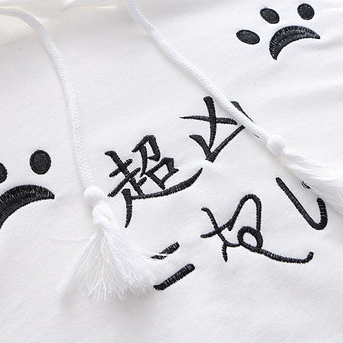 Cute Cartoon Cat Claws Embroidered Hooded Cloak T-shirt