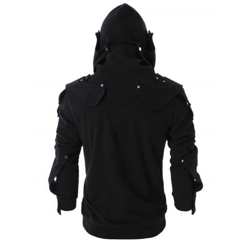 Trendy Men's Retro Masked Rivet Long Sleeve Hoodie