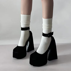 Chic Waterproof Block Heel Suede Mary Jane Shoes