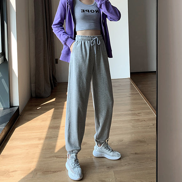 Women's Versatile Gray Casual Sports Pencil Pants