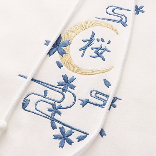 Japanese Style Cherry Blossom Letter Embroidered Hoodie