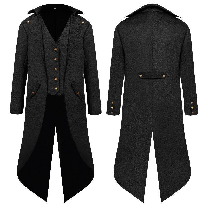 Medieval Retro Men's Mid-length Steampunk Tuxedo