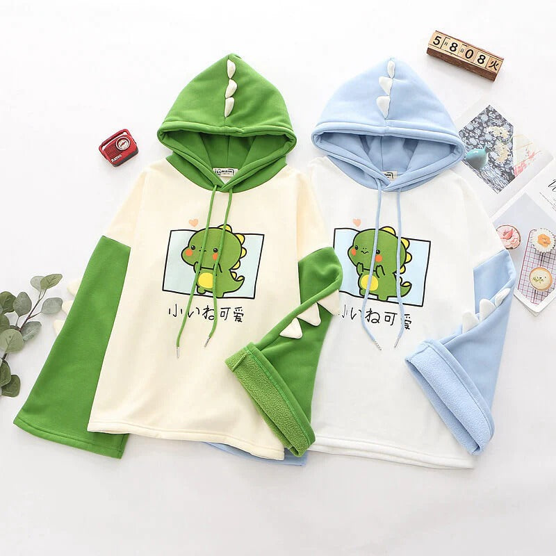 Cute Dinosaur Cosplay Loose Warm Hoodie