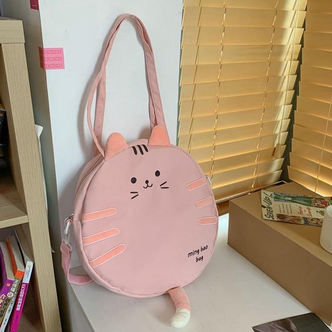 Cute Cartoon Cat Tail Shoulder Canvas Leisure Bag