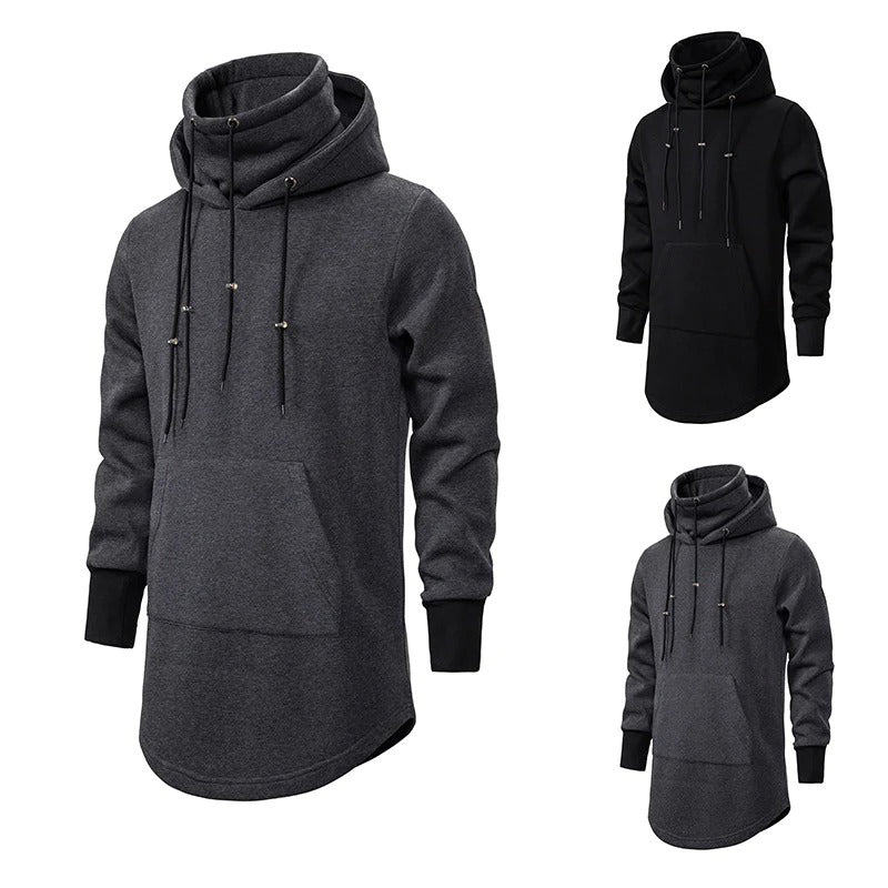 Trendy Men's Dark Style Medium Length Hoodie