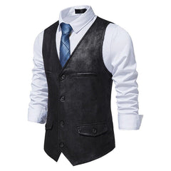 Trendy V-neck Suede Single Breasted Vest Jacket