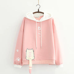 Kawaii Cat Tail Warm Long Sleeved Hoodie