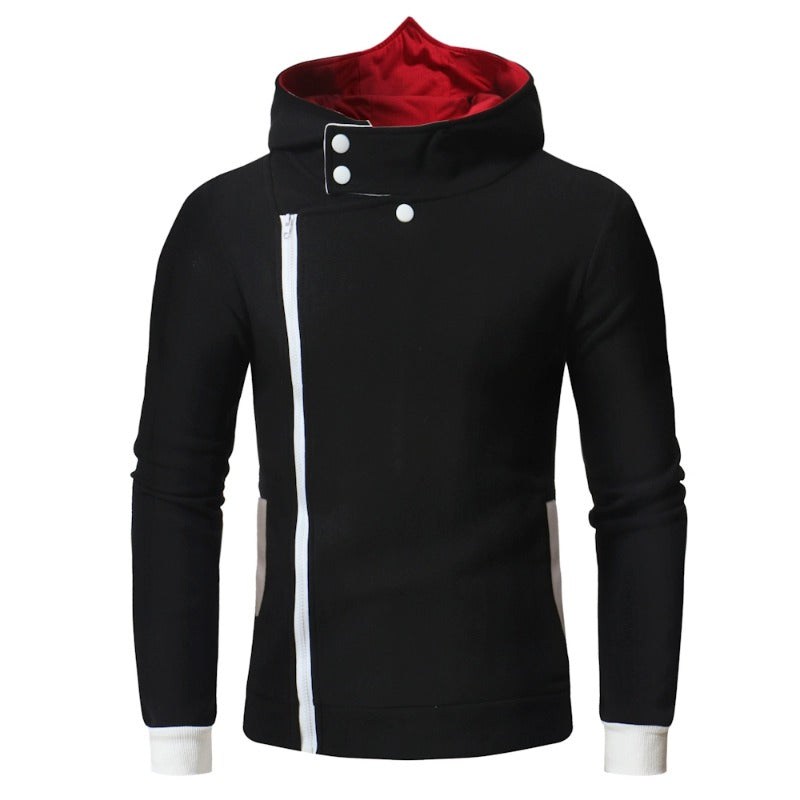 Chic Men's Game Cosplay Oblique Zipper Hoodie