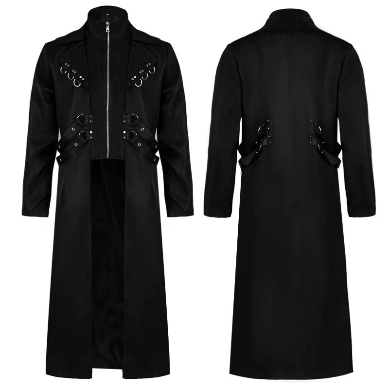 Gothic Medieval Men's Black Costume Hooded Jacket