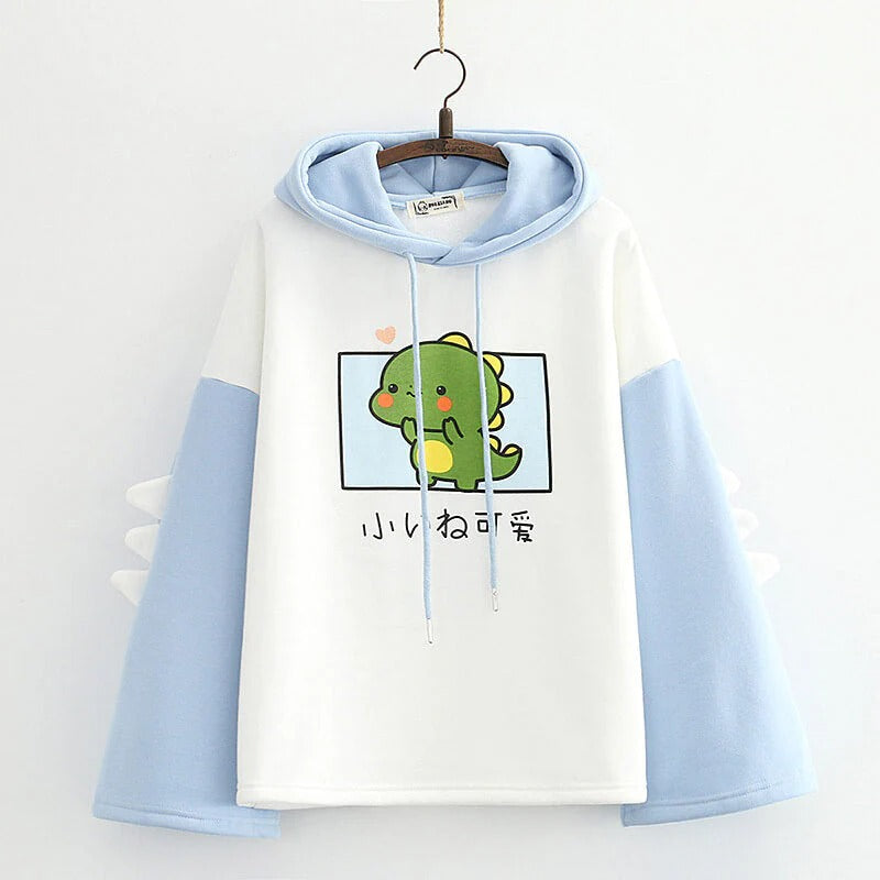 Cute Dinosaur Cosplay Loose Warm Hoodie