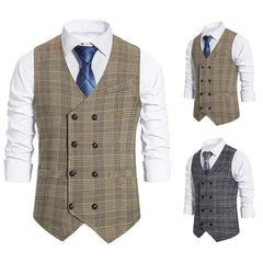 Retro Fashion Men's Striped Double-breasted Vest Suit