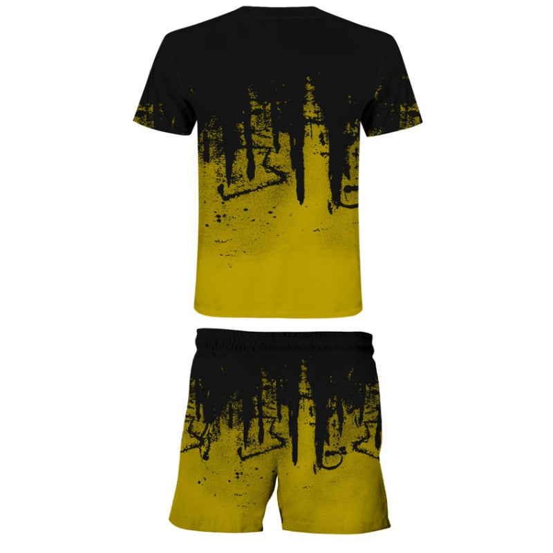 Men's 3D Ink Printed Leisure T-shirt and Shorts Co-ords